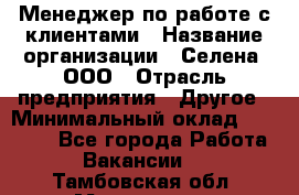 Менеджер по работе с клиентами › Название организации ­ Селена, ООО › Отрасль предприятия ­ Другое › Минимальный оклад ­ 30 000 - Все города Работа » Вакансии   . Тамбовская обл.,Моршанск г.